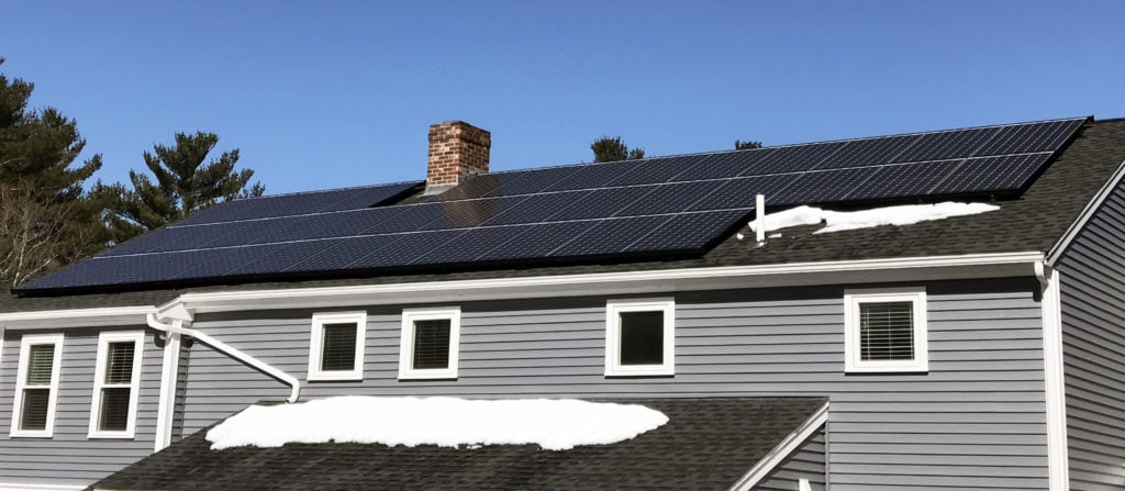 Snow melting off solar panels and roof