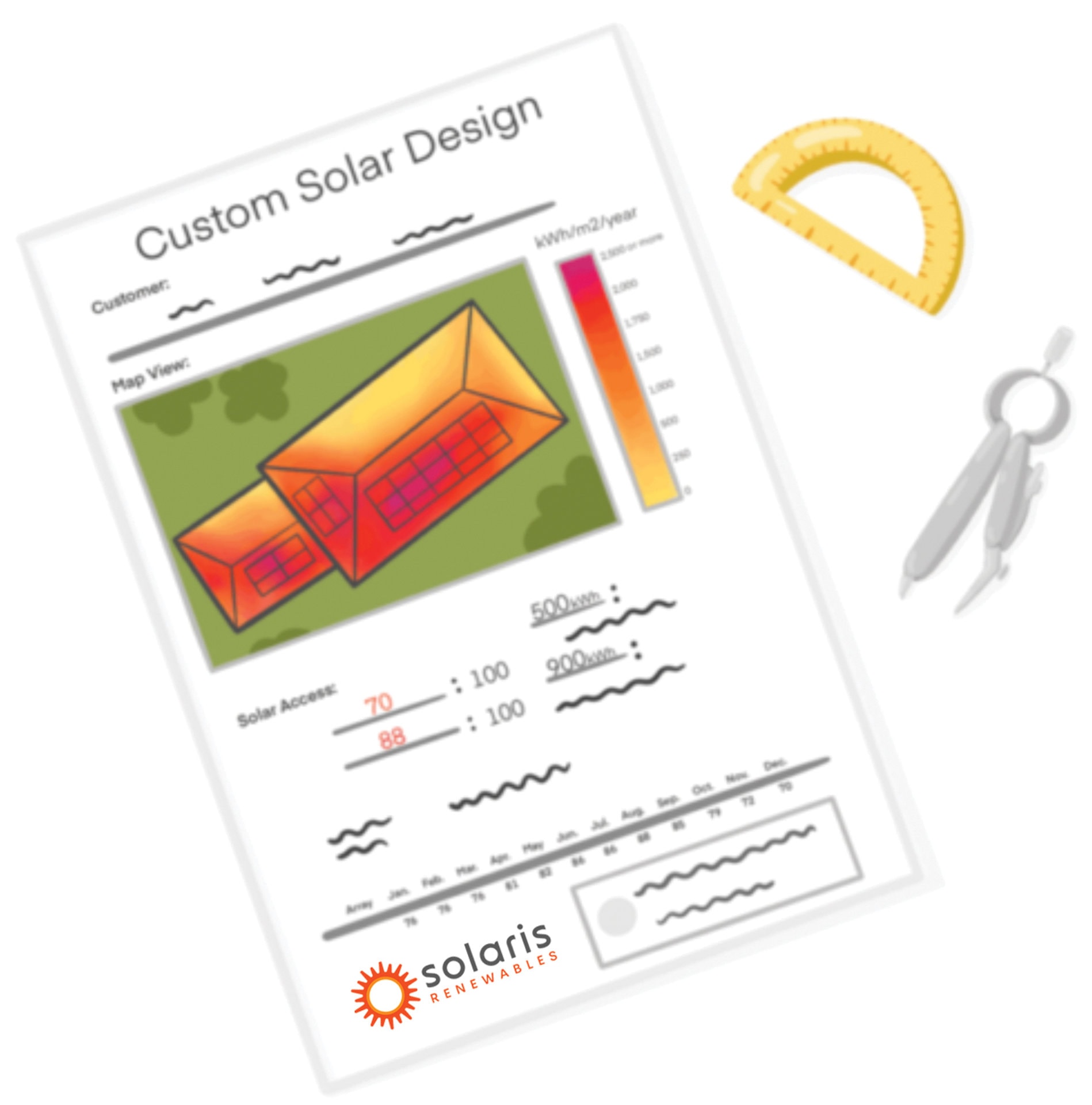 Solaris Renewables branded solar planning sheet